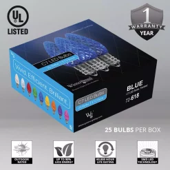 Christmas Lights Wintergreen Lighting OptiCore C7 LED Blue Faceted Christmas Light Bulbs (25-Pack) -Christmas Lights Sales wintergreen lighting christmas light bulbs 72619 c3 1000