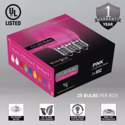 Christmas Lights Wintergreen Lighting OptiCore C7 LED Pink Smooth/Opaque Christmas Light Bulbs (25-Pack) -Christmas Lights Sales wintergreen lighting christmas light bulbs 74038 c3 1000