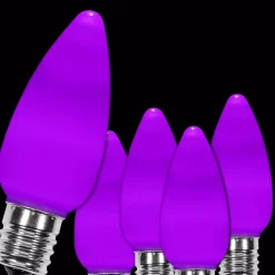Christmas Lights Wintergreen Lighting OptiCore C9 LED Purple Smooth/Opaque Replacement Light Bulbs (25-Pack)