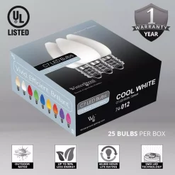 Christmas Lights Wintergreen Lighting OptiCore C7 LED Cool White Smooth/Opaque Christmas Light Bulbs (25-Pack) -Christmas Lights Sales wintergreen lighting christmas light bulbs 74083 c3 1000