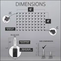 Christmas Lights Wintergreen Lighting 48 In. X 72 In. 100-Light M5 LED Multi-Color Net Light Set -Christmas Lights Sales wintergreen lighting christmas net lights 72494 1f 1000