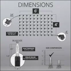 Christmas Lights Wintergreen Lighting 48 In. X 72 In. 100-Light M5 LED Green Net Light Set -Christmas Lights Sales wintergreen lighting christmas net lights 72500 1f 1000