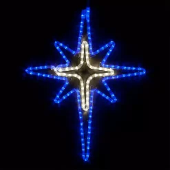 Christmas Lights Wintergreen Lighting 28 In. 149-Light LED Blue And Cool White Bethlehem Star With Cross Center