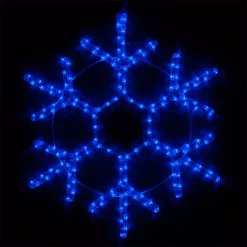 Christmas Lights Wintergreen Lighting 12 In. 63-Light LED Blue 18 Point Hanging Snowflake Decor