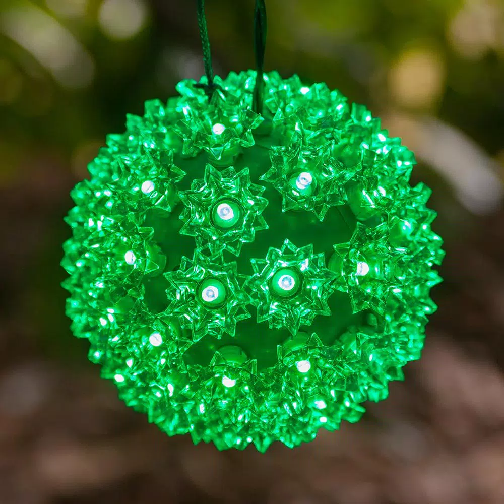 Christmas Lights Wintergreen Lighting 6 In. 70-Light LED Green Decorative Starlight Sphere 4 Christmas Lights Wintergreen Lighting 6 In. 70-Light LED Green Decorative Starlight Sphere - Image 2