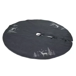 Christmas Tree Decorations Xia Home Fashions 56 In. Deer In Snowing Forest Round Christmas Tree Skirt In Dark Gray -Christmas Lights Sales xia home fashions christmas tree skirts collars xd1890556roundtsdarkgray 44 1000