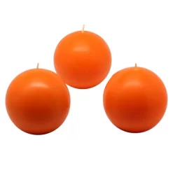 Indoor Christmas Decorations Zest Candle 3 In. Orange Ball Candles (6-Box)