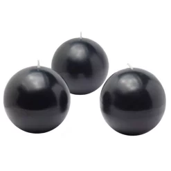 Indoor Christmas Decorations Zest Candle 3 In. Black Ball Candles (6-Box)