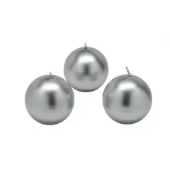 Indoor Christmas Decorations Zest Candle 2 In. Metallic Silver Ball Candles (12-Box)