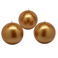 Indoor Christmas Decorations Zest Candle 3 In. Metallic Gold Ball Candles (6-Box)