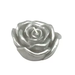 Indoor Christmas Decorations Zest Candle 3 In. Metallic Silver Rose Floating Candles (12-Box)