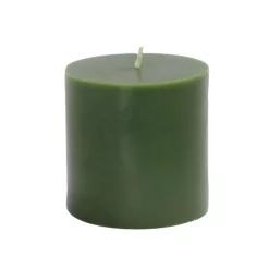 Indoor Christmas Decorations Zest Candle 3 In. X 3 In. Hunter Green Pillar Candles Bulk (12-Case)