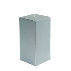 Indoor Christmas Decorations Zest Candle 3 In. X 6 In. Metallic Silver Square Pillar Candle Bulk (12-Box)