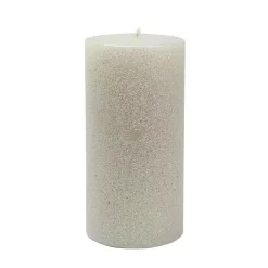 Indoor Christmas Decorations Zest Candle 3 In. X 6 In. Metallic White Glitter Pillar Candle Bulk (12-Box)
