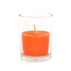 Indoor Christmas Decorations Zest Candle 2 In. Orange Round Glass Votive Candles (12-Box)