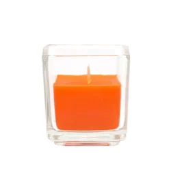 Indoor Christmas Decorations Zest Candle 2 In. Orange Square Glass Votive Candles (12-Box)